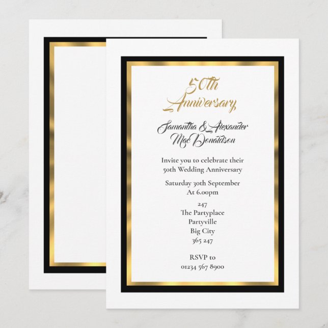 Invitation Un mariage d'or simple (Devant / Derrière)