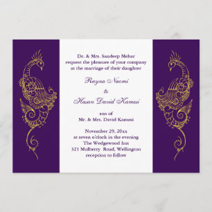 Invitation Un mariage élégant de Mehndi Peacock invite à un b