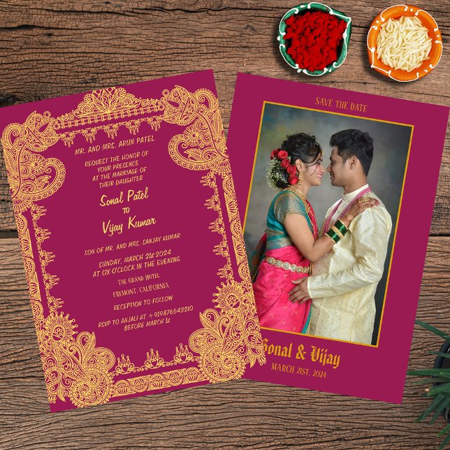 Invitation Un Mariage indien hindou en duple avec une image (Créateur téléchargé)