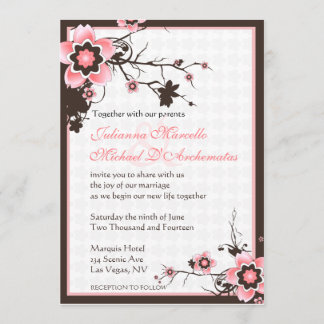 Invitation Un mariage rose et Brown en fleurs de cerisiers Sa