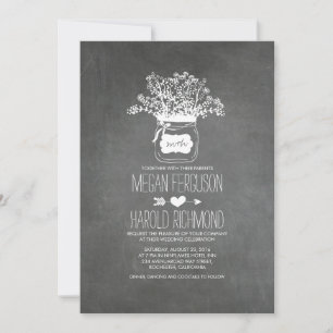 Invitation Un mariage rustique avec Mason Jar sur Chalkboard