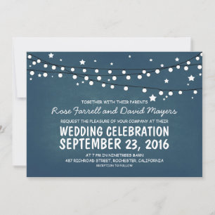 Invitation Un mariage rustique bleu étoilé invite à la fête