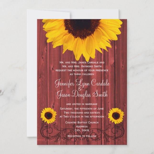 Invitation Un mariage rustique sur la grange rouge du tournes (Devant)