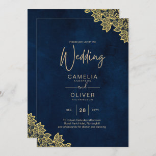 Invitation Un mariage tout en 1 en dentelle d'or invite QR Co