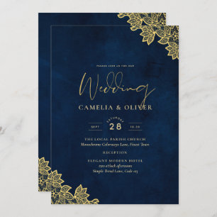 Invitation Un mariage tout en 1 en dentelle d'or invite QR Co