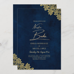Invitation Un mariage tout en 1 en dentelle d'or invite QR Co