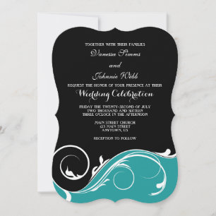 Invitation Un mariage Turquoise entre bracelets noirs