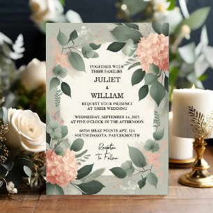 Invitation Un Mariage vert pâle Peach Mint Moss Sage