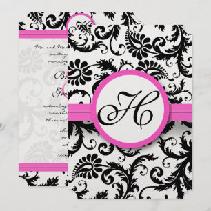 Invitation Un Mariage Vintage Damask rose vif invite