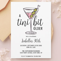 Invitation Un Martini Un Peu Plus Vieux Anniversaire Dessiné 
