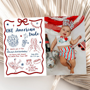 Invitation Un mec américain Photo d'anniversaire du 4 juillet
