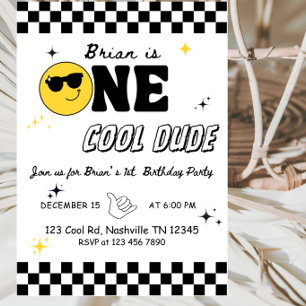 Invitation Un mec cool 1er anniversaire-Garçon cool premier a