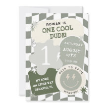 Un mec cool rétro à damier pour son 1er anniversai