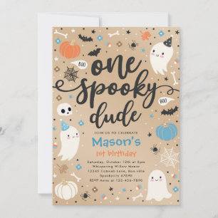 Invitation Un Mec Éffrayant Cute Halloween Ghost 1er Annivers