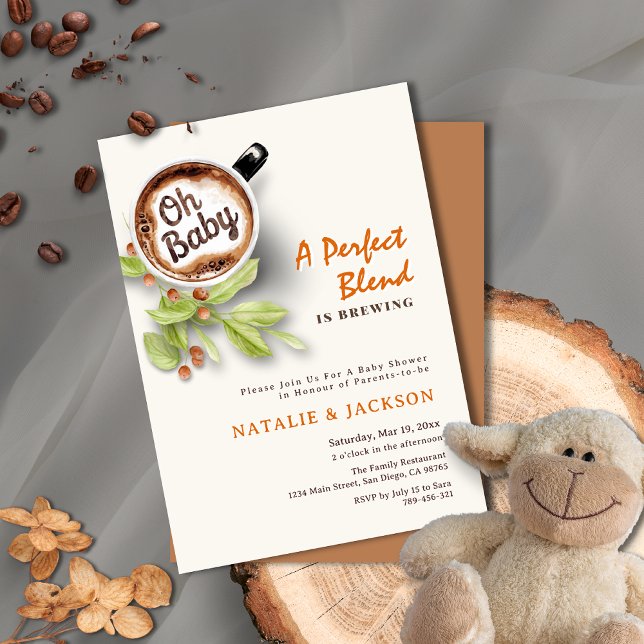 Invitation Un Mélange Parfait est de brasser le Baby shower d (A Perfect Blend is Brewing Coffee Baby Shower Invitation)