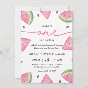 Invitation Un Melon Anniversaire 1ère Bougie Pastèque