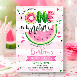 Invitation Un Melon Anniversaire 1ère Fête Pastèque