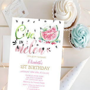 Invitation Un Melon Pastèque Rose 1er Anniversaire