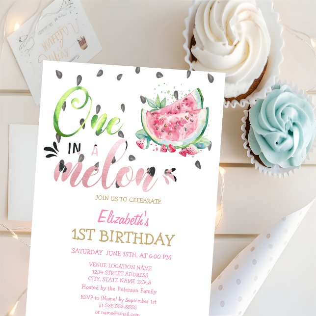 Invitation Un Melon Pastèque Rose 1er Anniversaire (Créateur téléchargé)