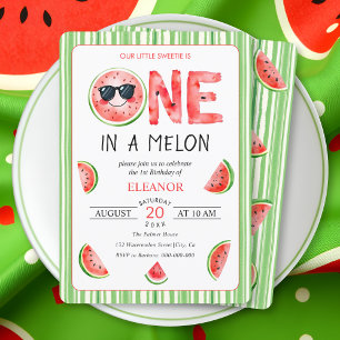 Invitation Un melon pour un an fête d'anniversaire pastèque