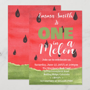 Invitation Un melon pour un premier anniversaire de pastèque