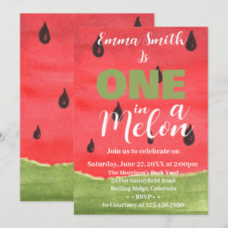 Invitation Un melon pour un premier anniversaire de pastèque