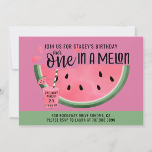Invitation Un melon unique Aquarelle de pastèque pour 1er ann