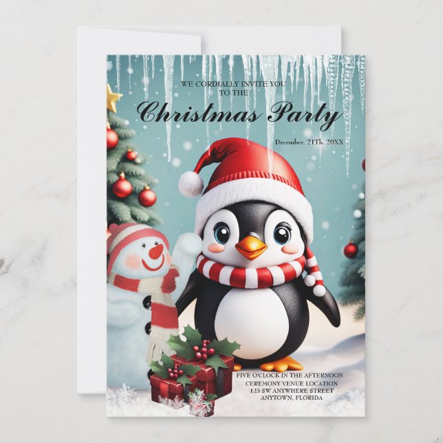 Invitation Un mignon manchot. (Devant)