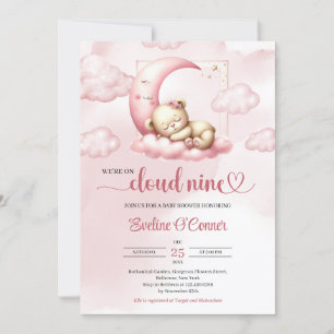 Invitation Un mignon ours qui dort nous sommes sur le nuage n