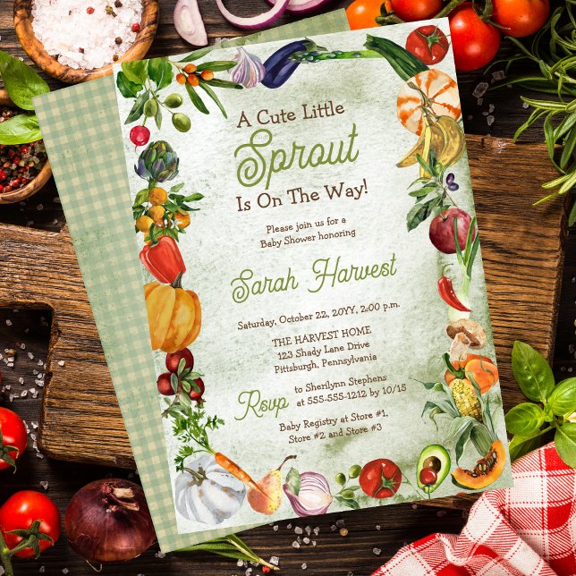 Invitation Un mignon Petit Sprout est sur le chemin Baby show ("A Cute Little Sprout Is On The Way!" Baby Shower Invitations - Print | Digital Download)
