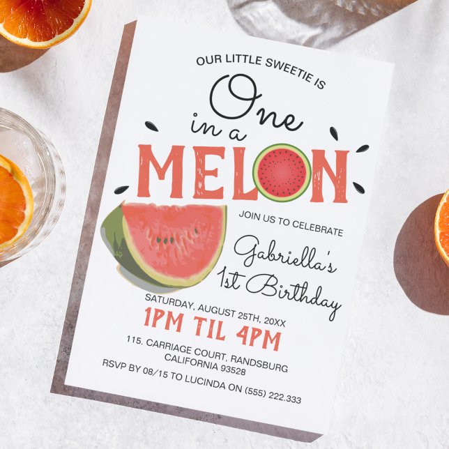 Invitation Un moderne dans un melon | Anniversaire de enfant  (Créateur téléchargé)