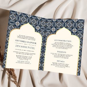 Invitation Un Motif bleu de la marine ivoirienne en un Mariag