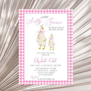 Invitation Un nouveau Baby shower de En vichy rose d'oie