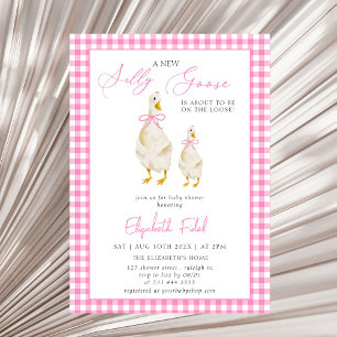 Invitation Un nouveau Baby shower de En vichy rose d'oie