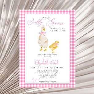 Invitation Un nouveau Baby shower de En vichy rose d'oie