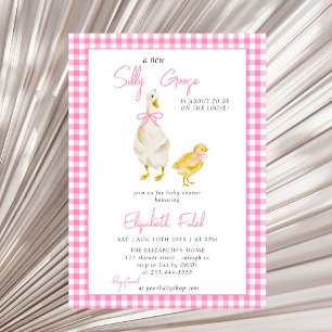 Invitation Un nouveau Baby shower de En vichy rose d'oie