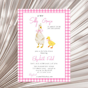 Invitation Un nouveau Baby shower de En vichy rose d'oie