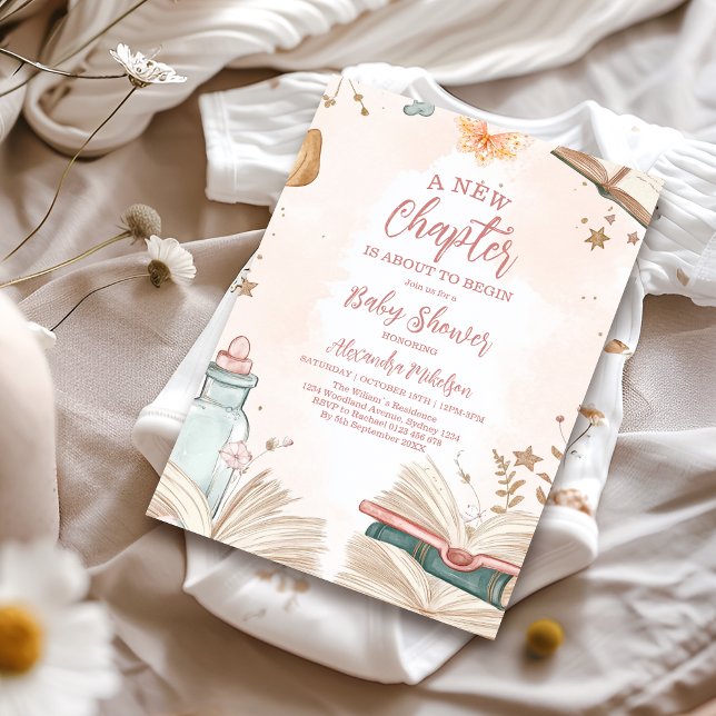 Invitation Un nouveau Baby shower de livre d'histoires (Créateur téléchargé)