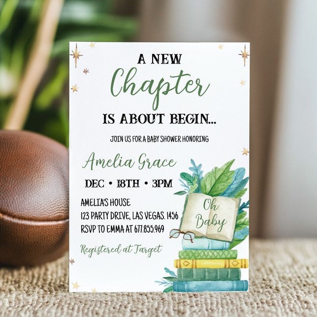 Invitation Un nouveau Baby shower de livre d'histoires (Créateur téléchargé)