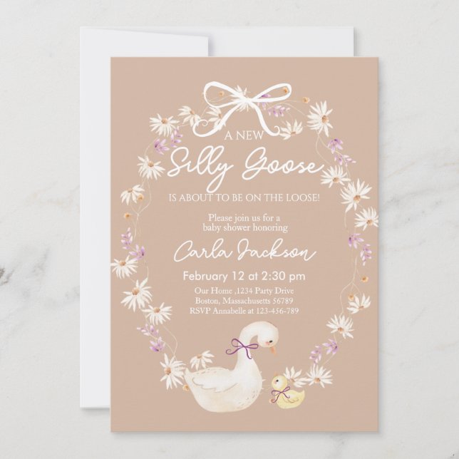 Invitation Un nouveau Baby shower d'oie stupide (Devant)