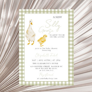 Invitation Un nouveau Baby shower En vichy vert d'oie