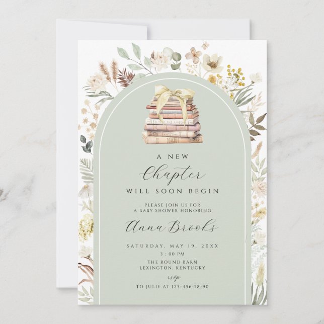 Invitation un nouveau chapitre Baby shower non sexiste (Devant)