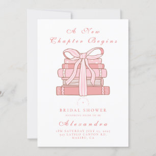 Invitation Un nouveau chapitre commence avec des livres roses
