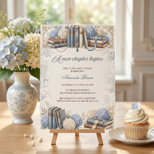 Invitation Un nouveau chapitre commence Baby Boy Shower Bleu