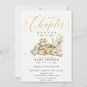 Invitation Un nouveau chapitre commence, Baby Shower beige aq