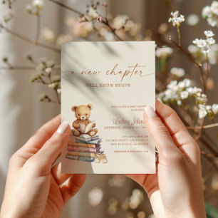 Invitation Un nouveau chapitre commence Baby Shower Teddy Liv