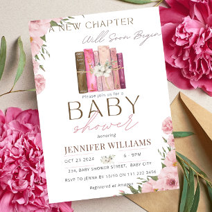 Invitation Un nouveau chapitre commence Floral Girl Baby show