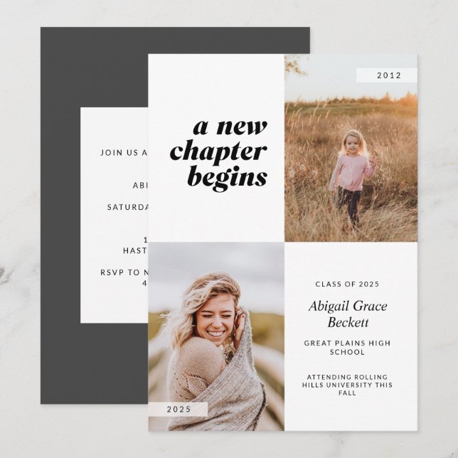 Invitation Un Nouveau Chapitre Commence La Graduation (Devant / Derrière)