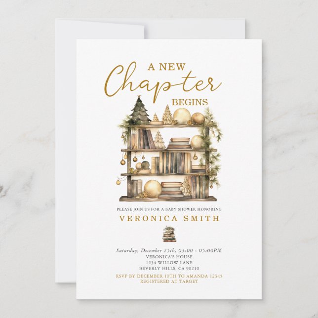 Invitation Un nouveau chapitre commence le Baby shower du liv (Devant)