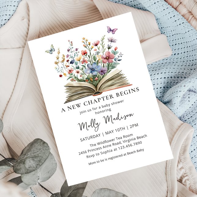 Invitation Un nouveau chapitre commence le Baby shower du liv (Créateur téléchargé)